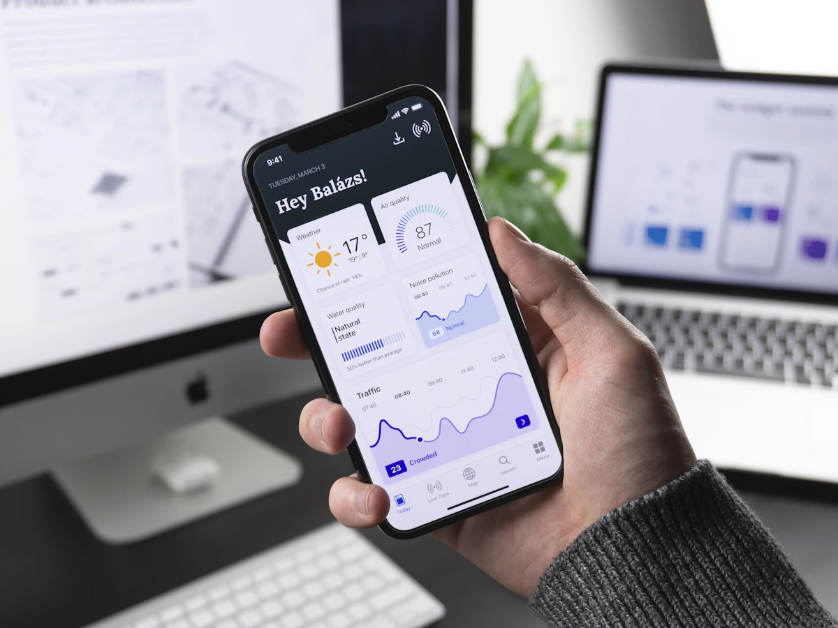 Mobile app dashboard on a smartphone